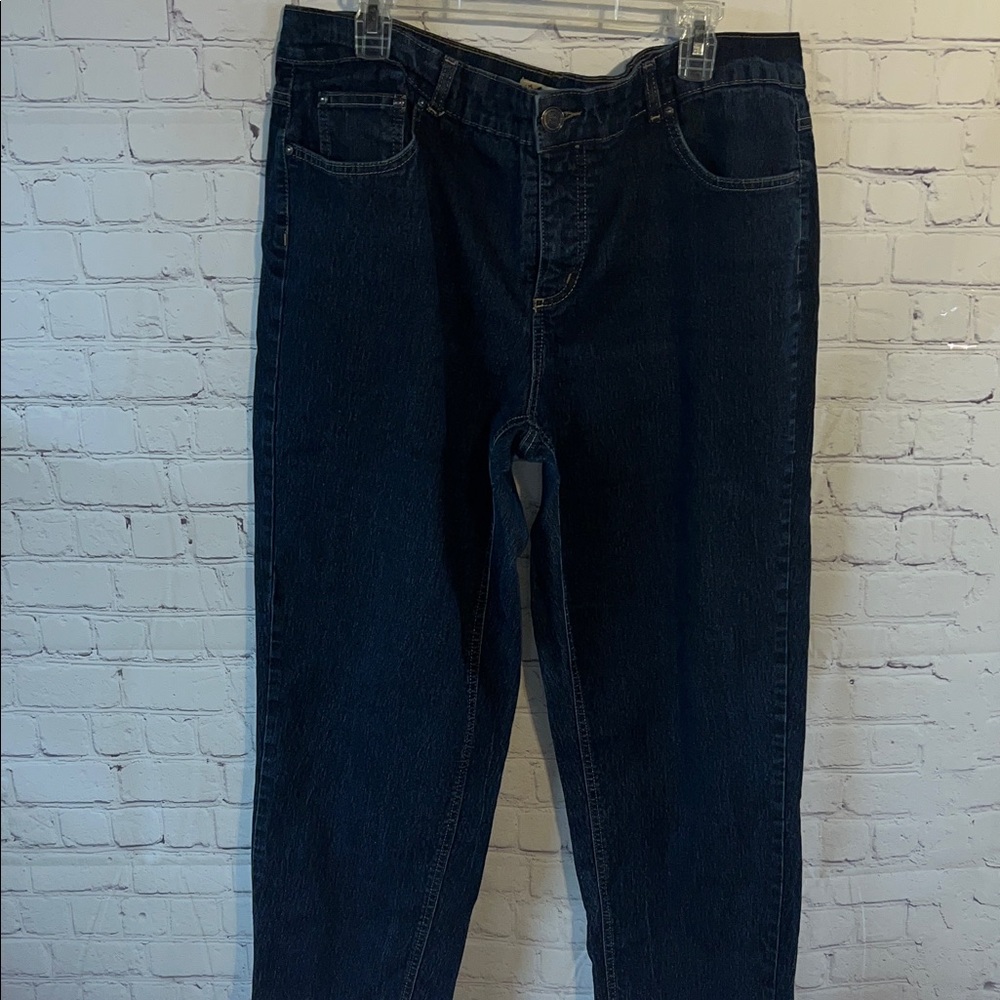 22W Petite Dark Blue Denim Jeans. Classic Stretch. Just My Size